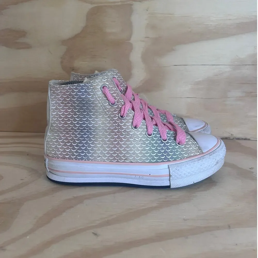 Converse All Star CT Hi Mermaid Scales Sneakers Gray/Pink Big Girl's 3 - 372752C